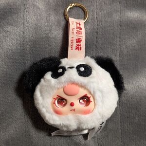 Baby Three Panda Plush Grumpy Head Keychain